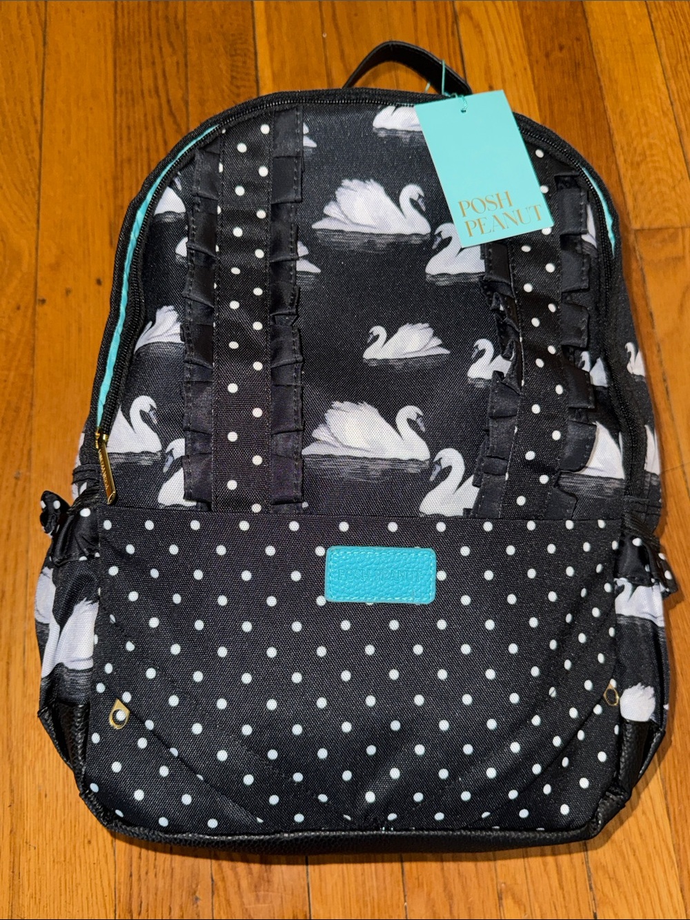 NWT Posh Peanut leia Black & White Swan Backpack lids girls toddler
